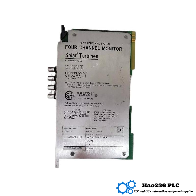 Bently Nevada 132419-01 190662-28 4-Channel Monitor for Solar Turbines 3500 Series