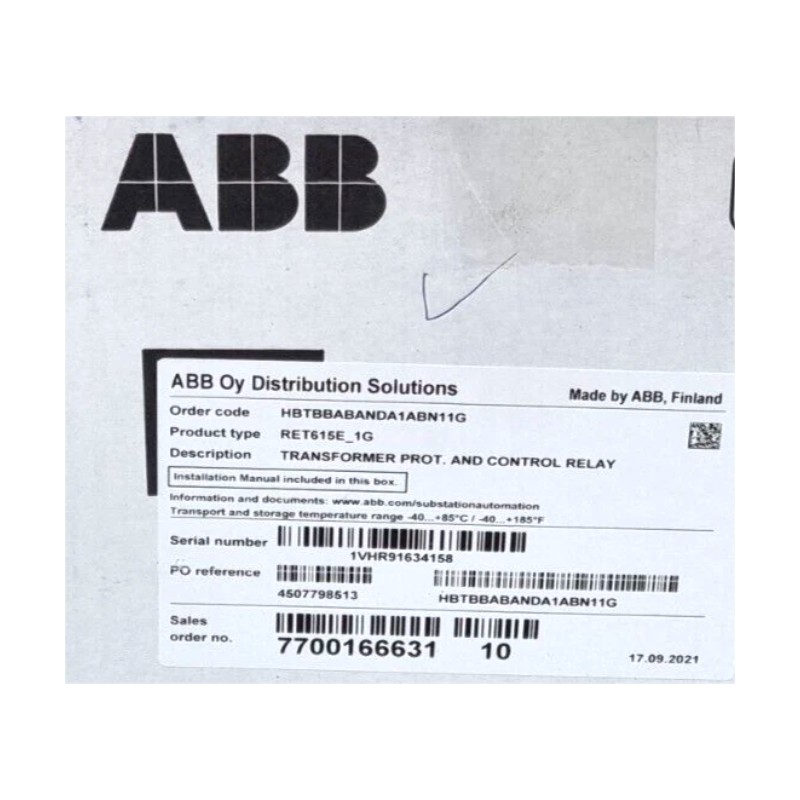 ABB RET615E-1G/RET615E_1G Transformer Protection and Control
