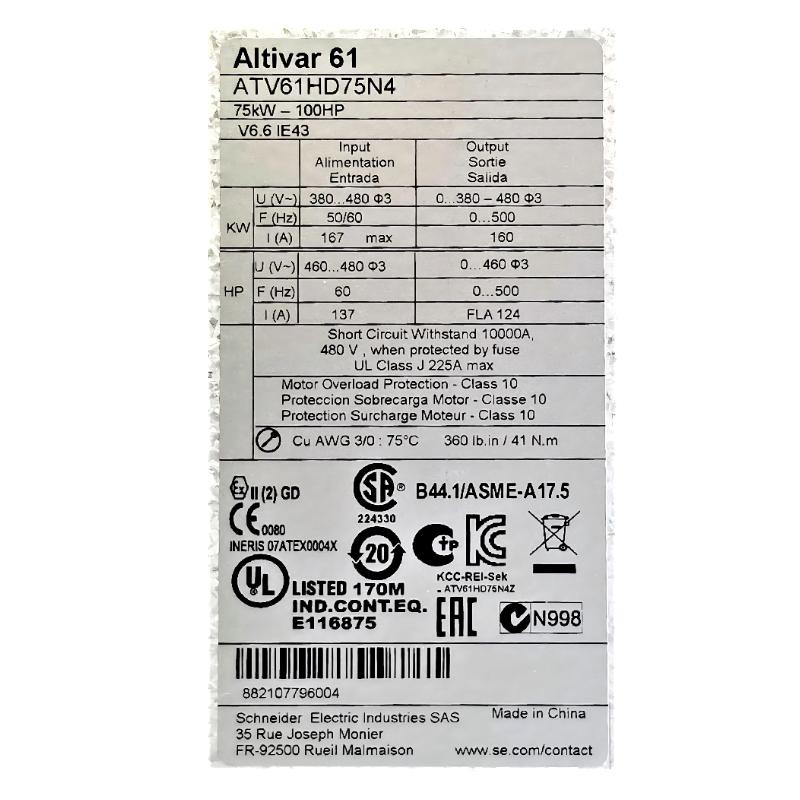 Schneider ATV61HD75N4 Variable Speed Drive