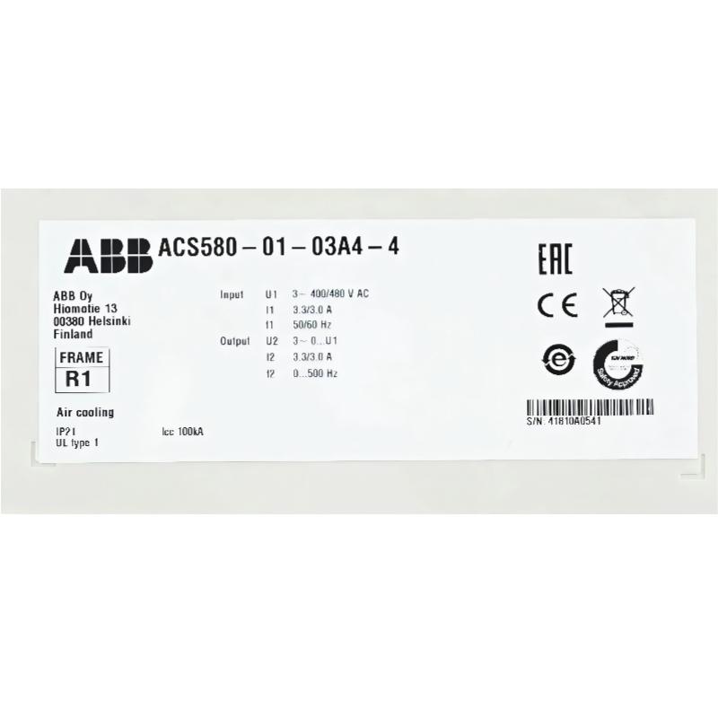 ABB ACS580-01-03A4-4	3ABD50000038938	Frequency Converter
