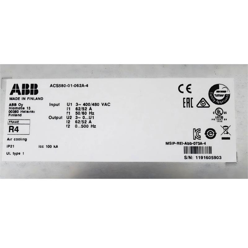 ABB ACS580-01-062A-4	3AUA0000080498 Frequency Converter