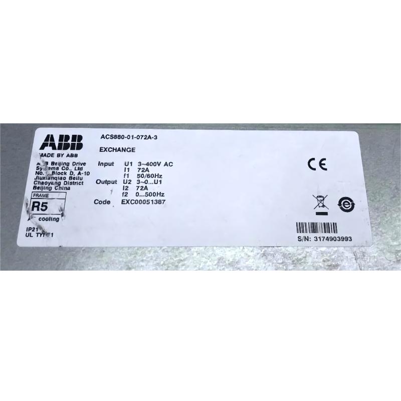 ABB ACS880-01-072A-3	3AUA0000108022 Frequency Converter