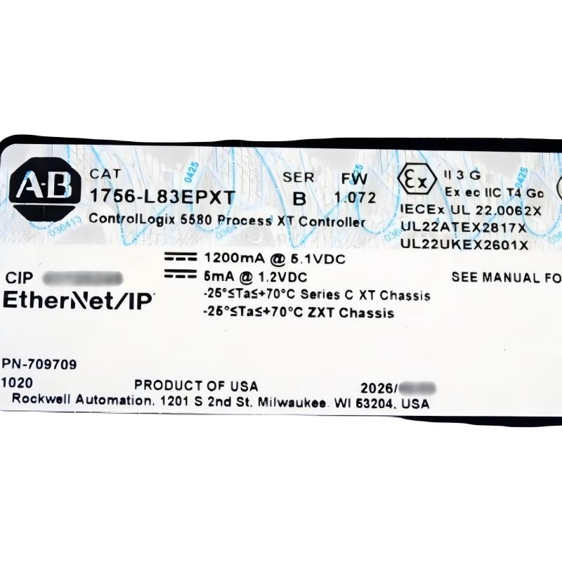 Allen Bradley 1756-L83EPXT ControlLogix 5580 Process Controller