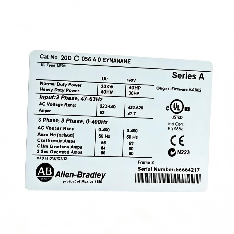 Allen Bradley 20DC056A0EYNANANE PowerFlex 700S AC Drive