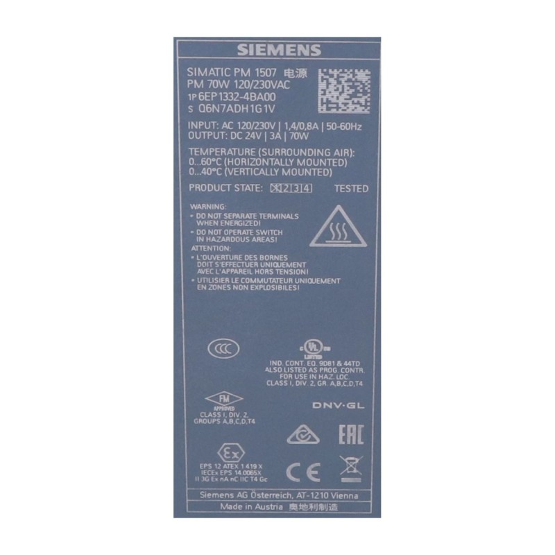 Siemens 6AG1332-4BA00-7AA0 SIPLUS S7-1500 Power Supply Module
