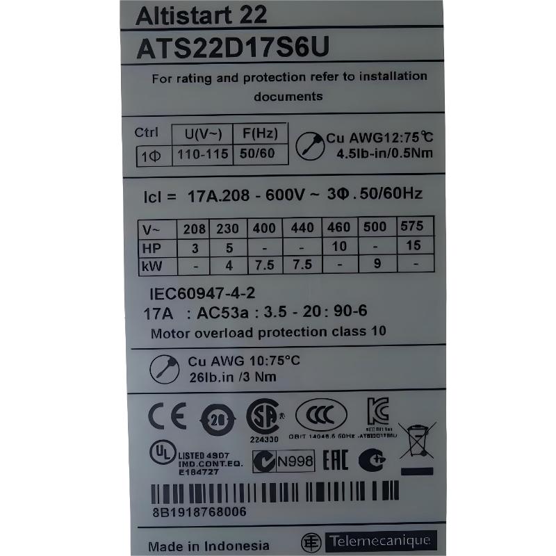 Schneider ATS22D17S6U Soft Starter