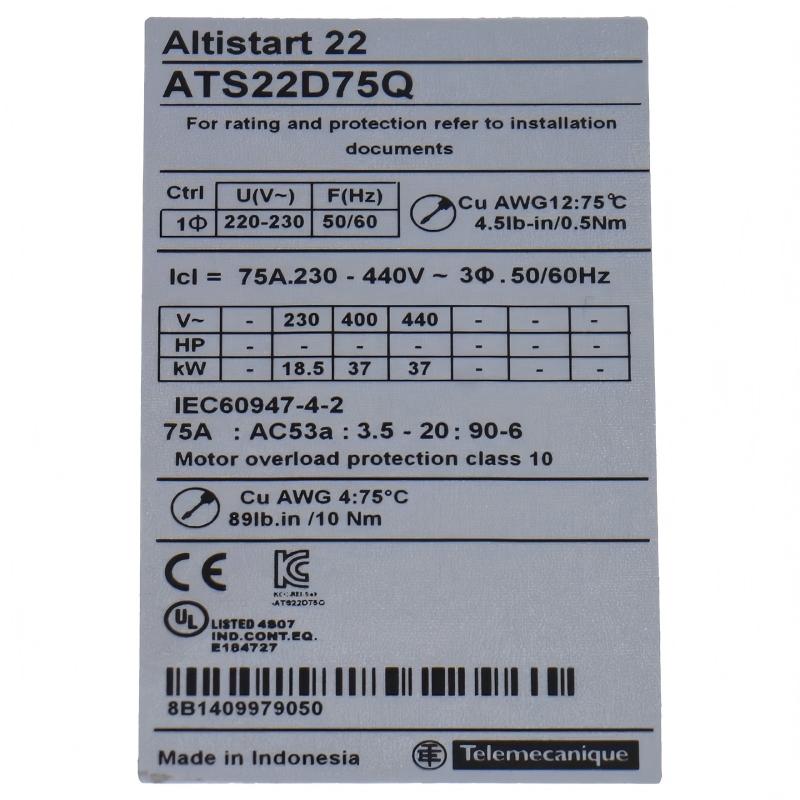 Schneider ATS22D75Q Soft Starter