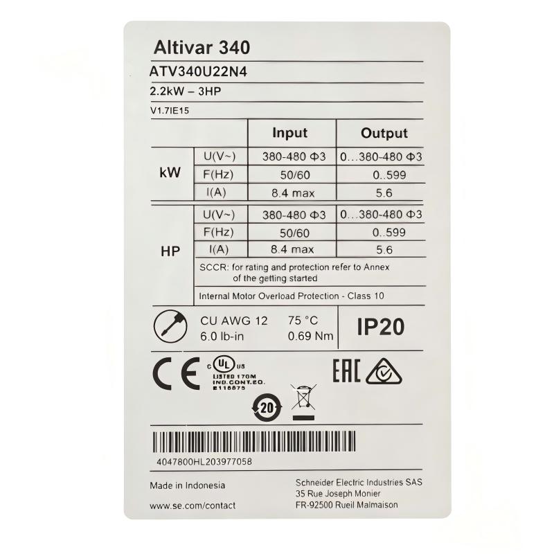 Schneider ATV340U22N4 Variable Speed ​​Drive