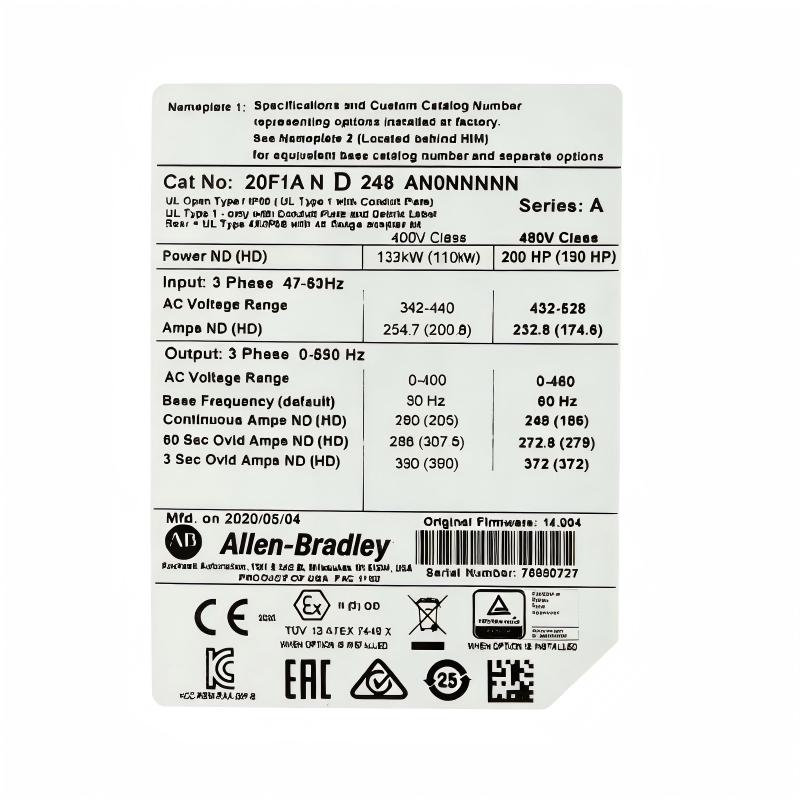 Allen Bradley 20F1AND248AN0NNNNN PowerFlex 753 AC Drive