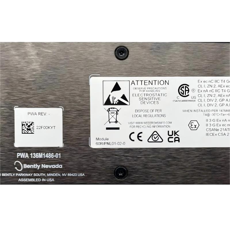 Bently Nevada 60R/PNL01 Orbit 60 Series 3U Front Panel