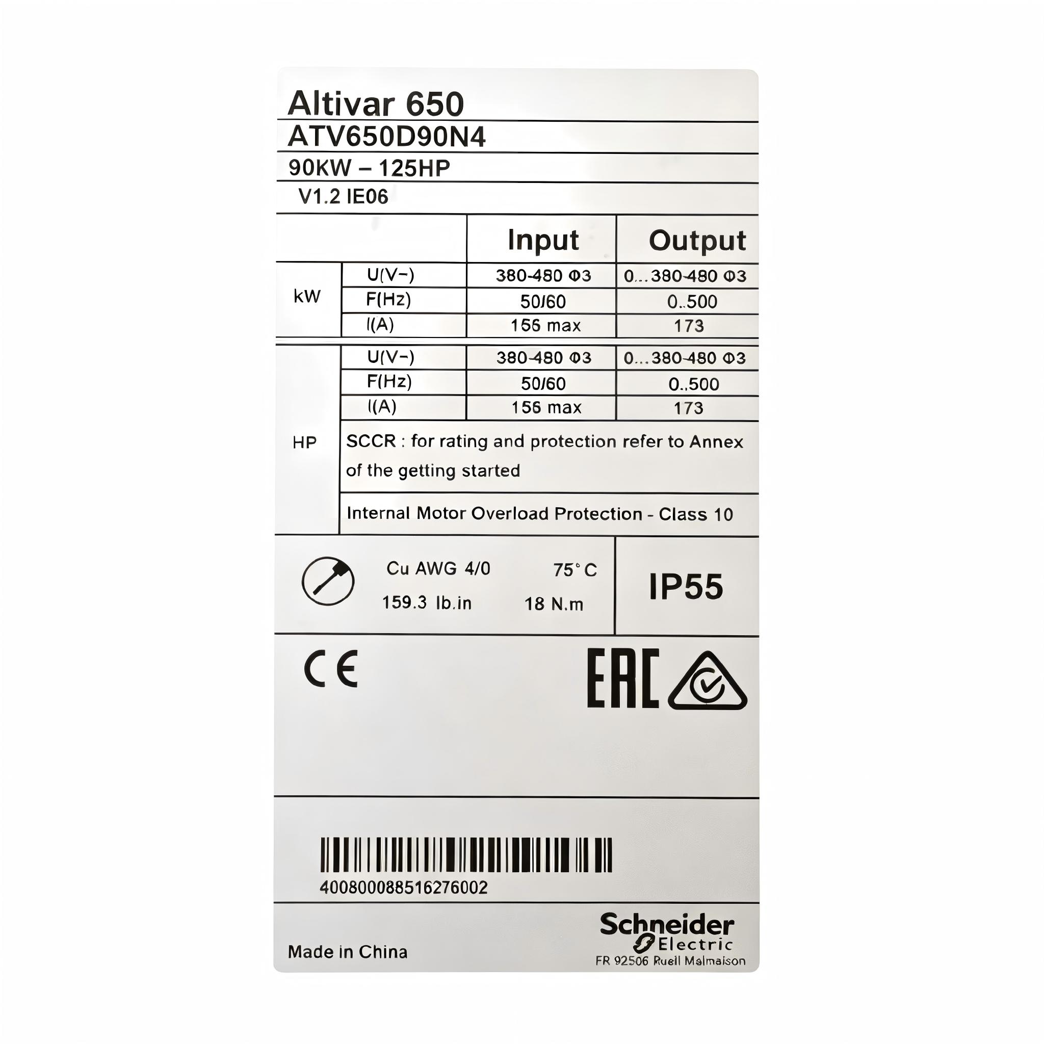 Schneider ATV650D90N4 Variable Speed ​​Drive