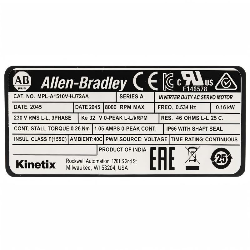 Allen Bradley MPL-A1510V-HJ72AA Servo Motor