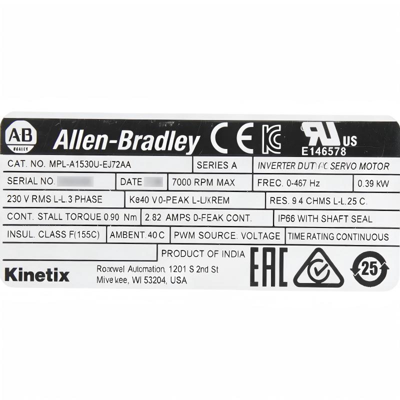 Allen Bradley MPL-A1530U-EJ72AA Servo Motor