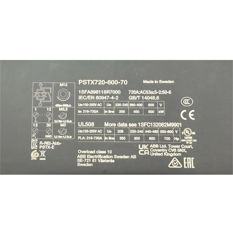 ABB PSTX720-600-70 1SFA898118R7000 PSTX Series Softstarter