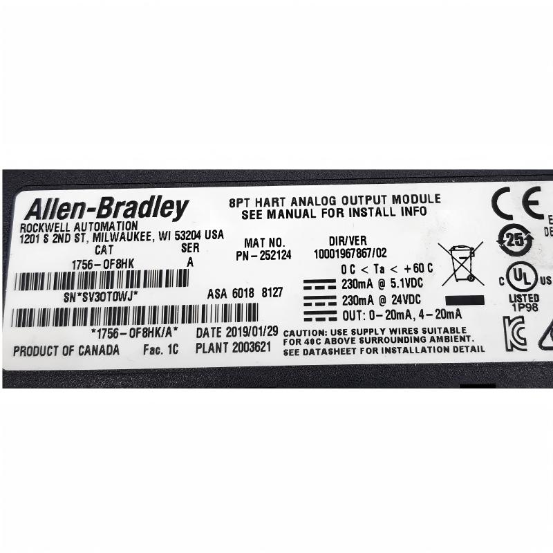 Allen Bradley 1756-OF8HK ControlLogix HART Analog Output Module