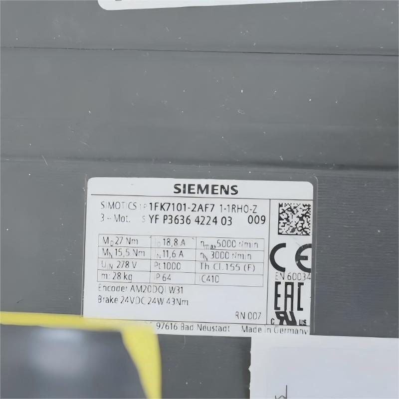 Siemens 1FK7101-2AF71-1RH0 SIMOTICS S Synchronous Motor