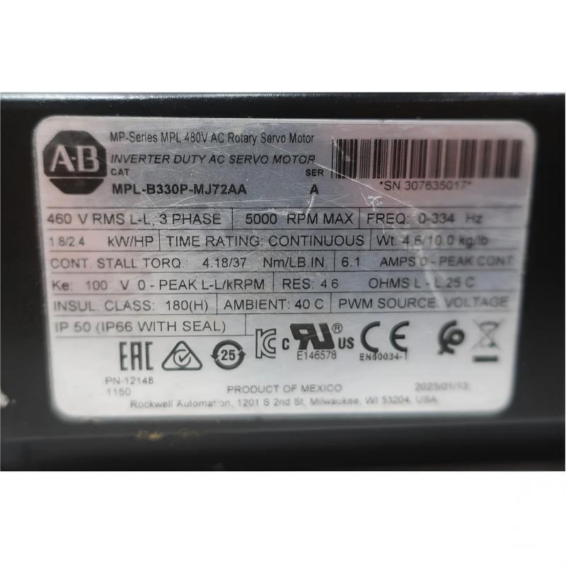 Allen Bradley MPL-B330P-MJ72AA Low-Inertia Brushless Servo Motors Product