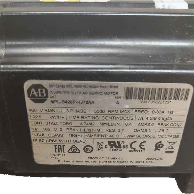 Allen Bradley MPL-B420P-HJ72AA Low-Inertia Brushless Servo Motors Product