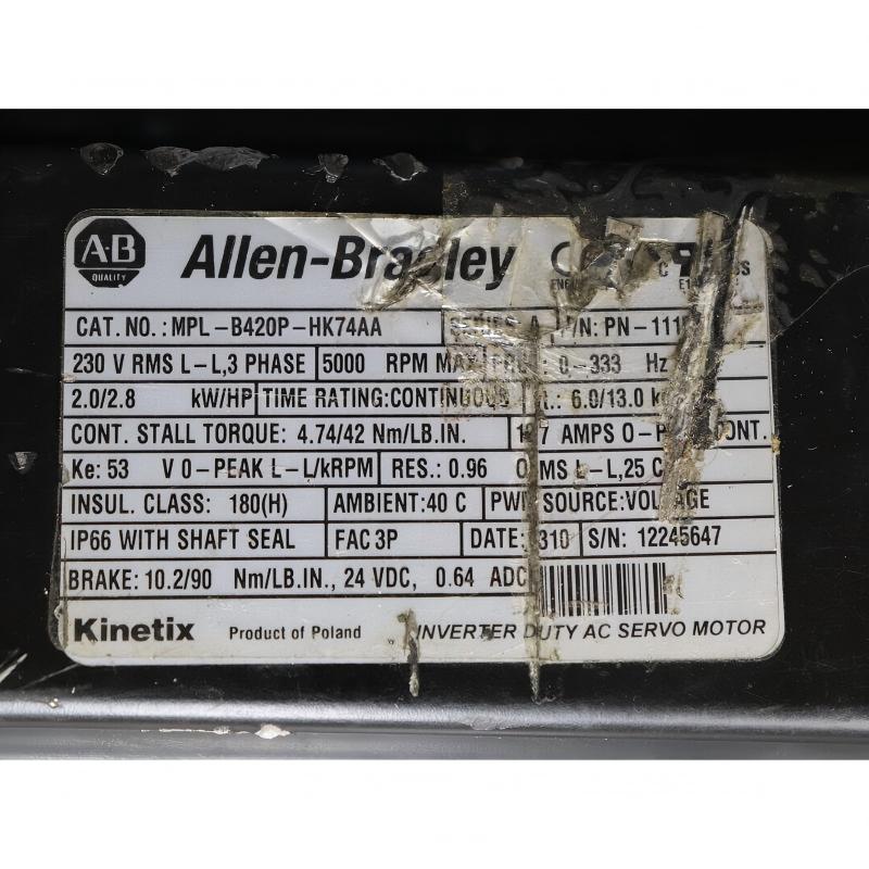 Allen Bradley MPL-B420P-HK74AA Low-Inertia Brushless Servo Motors Product