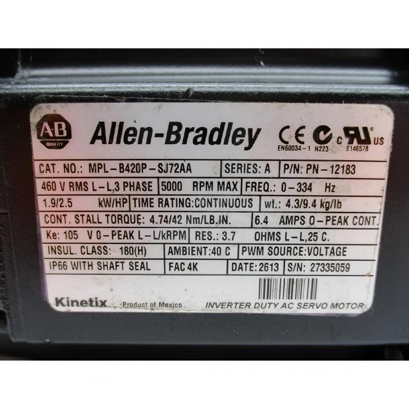Allen Bradley MPL-B420P-SJ72AA Low-Inertia Brushless Servo Motors Product