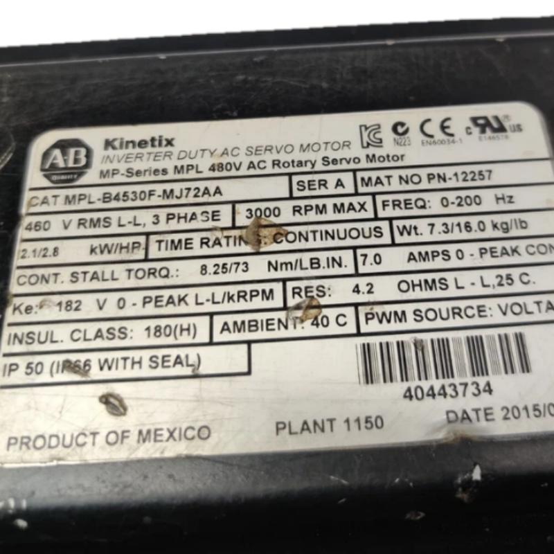 Allen Bradley MPL-B4530F-MJ72AA Low-Inertia Brushless Servo Motors Product