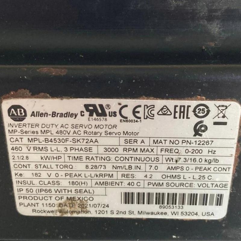 Allen Bradley MPL-B4530F-SK72AA Low-Inertia Brushless Servo Motors Product